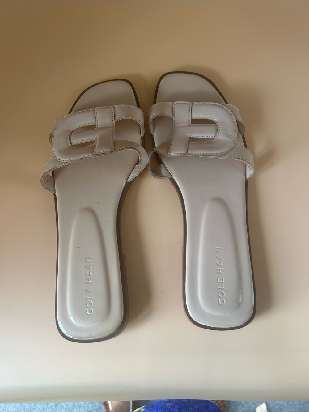 Cole Haan Off-White Interlocking Strap Slide Sandals